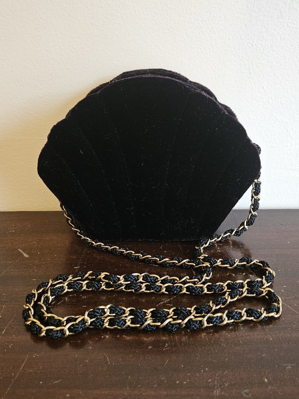 Vintage Magid Black Velvet Shell Crossbody Bag Whimsigoth Evening Purse
